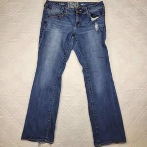 So distressed bootcut blue‎ jeans size 15 regular juniors